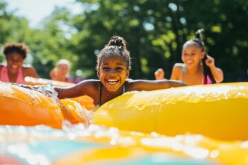 Découvrez les plaisirs des châteaux gonflables avec toboggans aquatiques